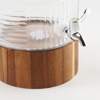 La Mesa Glass Beverage Dispenser With Wooden Base 18.2*40Cm