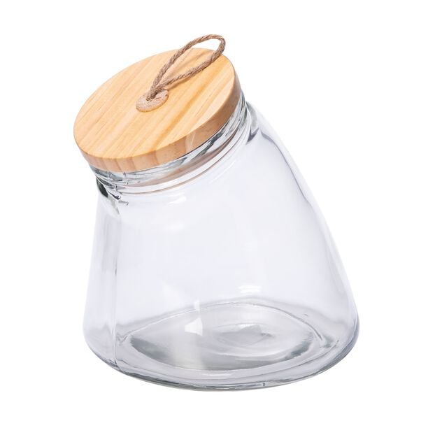 Alberto Leaning Glass Jar With Wooden Lid 1900Ml image number 1