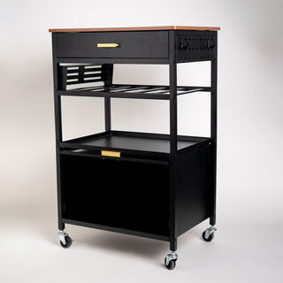 Alberto metal rolling black trolley with wheels 66.5*40*89 cm