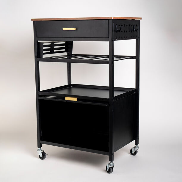 Alberto metal rolling black trolley with wheels 66.5*40*89 cm image number 1