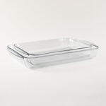 Pyrex 2 Pieces Rectangular Clear Glass Roaster Set, 2.7L + 3.7L image number 0