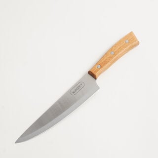 Alberto stainless steel chef knife 7.75" with wooden handle, brown
