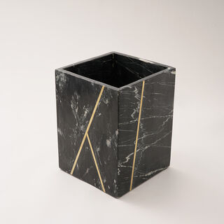 هومز سلة مهملات رخام أسود 19*19*25 سم