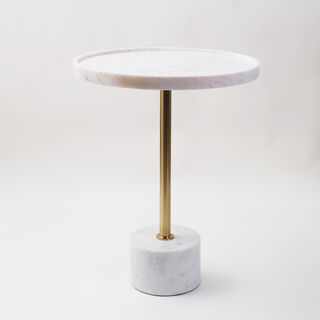 Homez White Marble Side Table 40*40*45 Cm