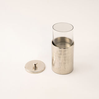 La Mesa small silver metal container 11*11*27 Cm