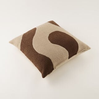 Homez Brown Abstract Curved Shape Cushion Cover, 45*45Cm