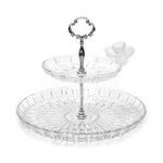 La Mesa 2 Tire Glass Flower Dessert Serving 1 Piece Crystal White image number 0