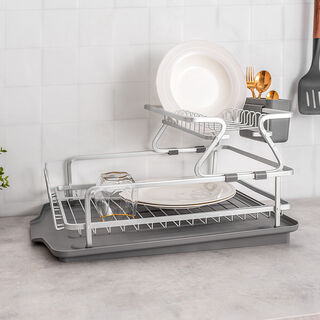 Alberto silver aluminum dish rack 2 tiers 56.8*37*27 cm