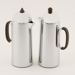 دلتي طقم دلة قطعتين ستانلس ستيل فضي لامع مع خشب بسعة 1 لتر لكل قطعة image number 0