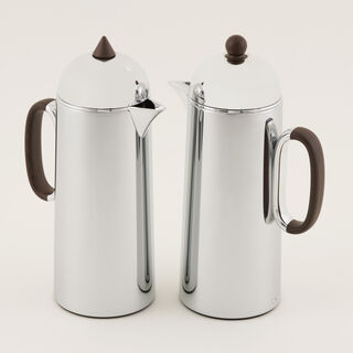 دلتي طقم دلة قطعتين ستانلس ستيل فضي لامع مع خشب بسعة 1 لتر لكل قطعة