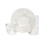 Dallaty white porcelain and glass Tea and coffee cups set 18 pcs image number 1