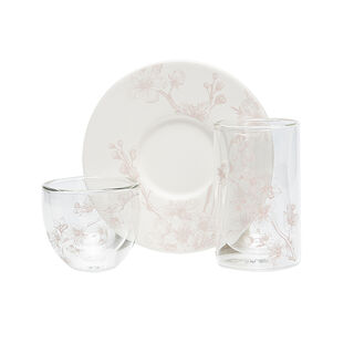 Dallaty white porcelain and glass Tea and coffee cups set 18 pcs