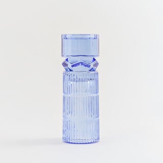 هومز حامل شموع مضلع زجاج 8.9*8.9*27.4سم، أزرق