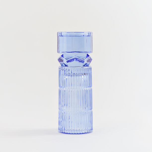 هومز حامل شموع مضلع زجاج 8.9*8.9*27.4سم، أزرق image number 0