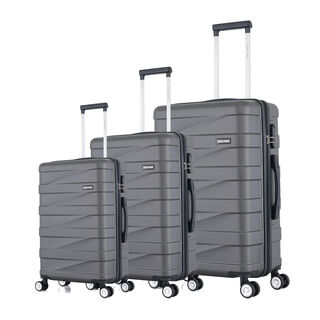 3 Piece Abs Trolley Case Set Horizontal Stripes Dark Grey 20/24/28"