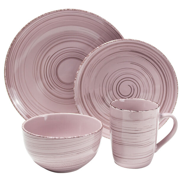 16 Pcs Porcelain Dinner Pink image number 2
