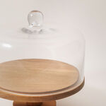 La Mesa glass cake stand with wood base 26.5*28.5cm image number 2