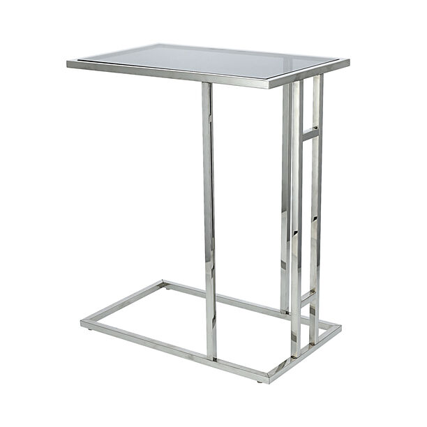 Silver Stainless Steel Side Table With Glass Top image number 2