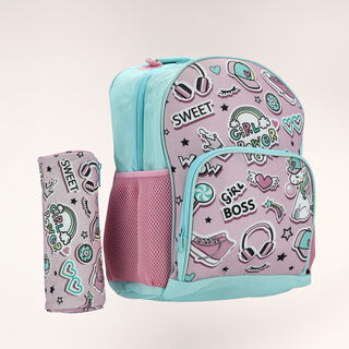 Large backpack with pencil case  ,15 inches , Sweet