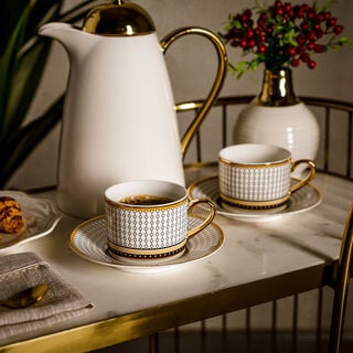 Dallaty white and black porcelain English tea cups set 12 pcs