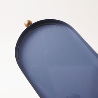 دلتي صينية تقديم معدنية مع يد دائرية، باللون الذهبي 51*17*3سم