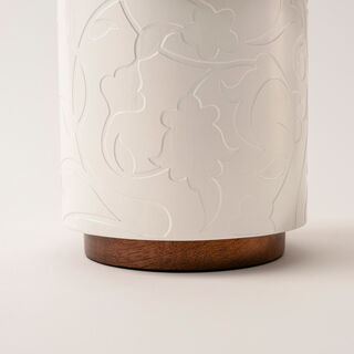 Bahja white wood cylindrical tissue box 14*14*15 cm