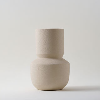 Homez Clay Stone Vase 12*12*27Cm, Offwhite