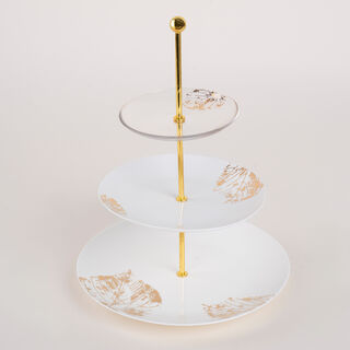 La Mesa white porcelain/glass 3 tiered cake plate