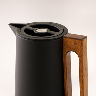 Dallaty Steel Vacuum Flask Flask With Wood Handle 0.6L, Black