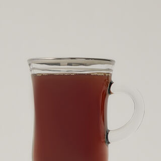 Tea Glass Set 6 Pieces Double Line Silver