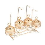4 pieces Round Food Warmer Set With Candle Stand Gold 5" image number 3