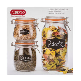 Alberto 3 Pieces Glass Jars With Clamp