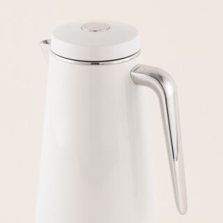 Dallaty Set Of 2 Steel Thermos White/Chrome 1.0L And 1..3L