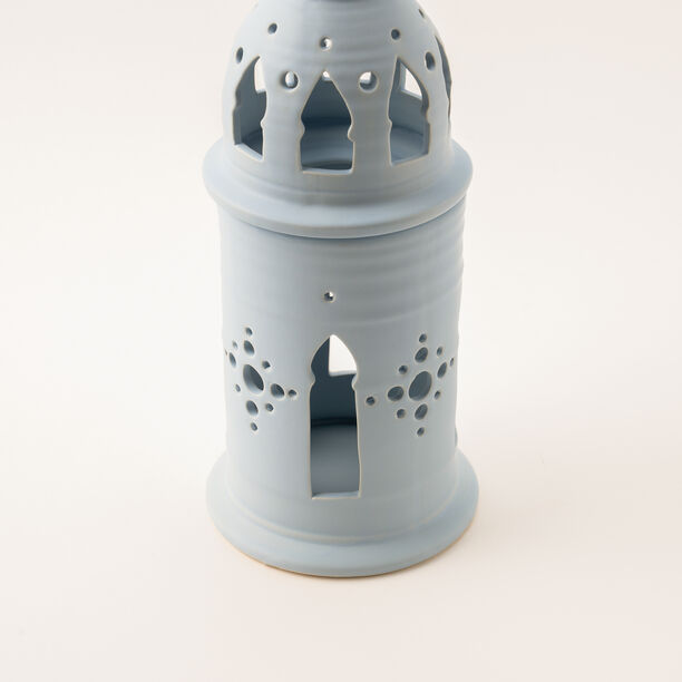 Homez light blue ceramic candle holder 13.5*13.5*35.2 cm image number 1
