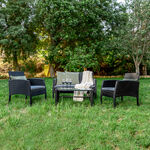 Patio Set Of 4 Natural Rattan Black image number 0