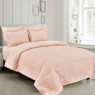  Comforter Set 4 Pcs Textured Microfiber Twin Size Nude