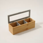 Dallaty bamboo tea box 3 sections, beige image number 1