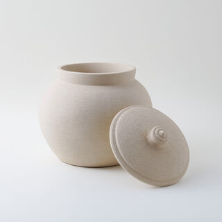 Homez Clay Stone Jar 30.5*30.5*30.5Cm, Offwhite