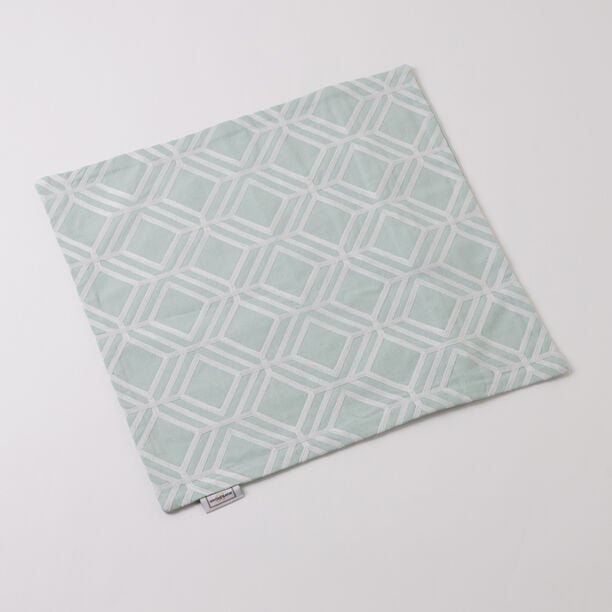 100% Cotton cushion cover with Geometric Embroidery Ice Blue 45x45cm image number 2