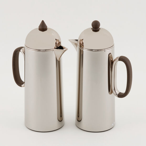 دلتي طقم دلة قطعتين ستانلس ستيل شامبين لامع مع خشب بسعة 1 لتر لكل قطعة image number 0