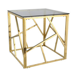 Glass Side Table Gold And Black