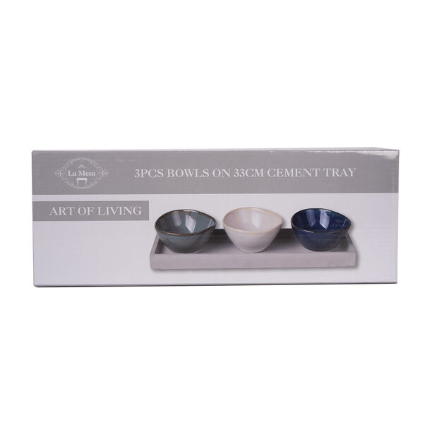 3 Pcs Serving Bowl On Grey Wood Tray image number 2