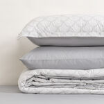 كوتاج طقم لحاف قطن 6 قطع بتصميم هندسي كينج، رمادي 240*220سم image number 3