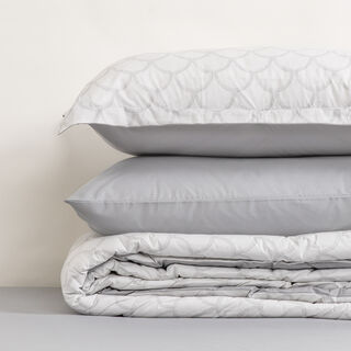 Cottage 6pcs cotton comforter set king, 240*220cm, geo grey pattern