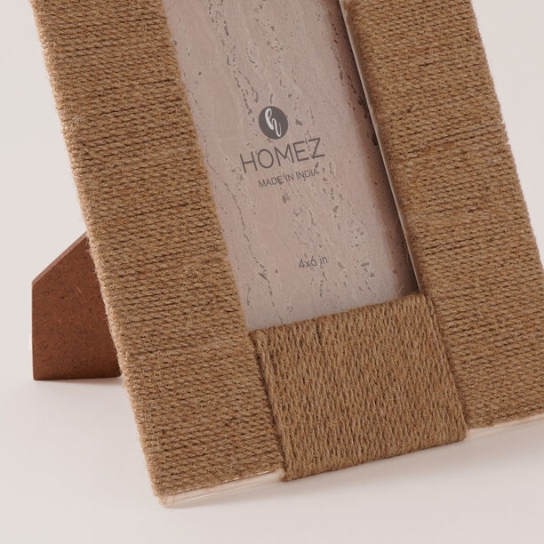 Homze metal and jute photo frame, beige 20*26*3.5 cm image number 2