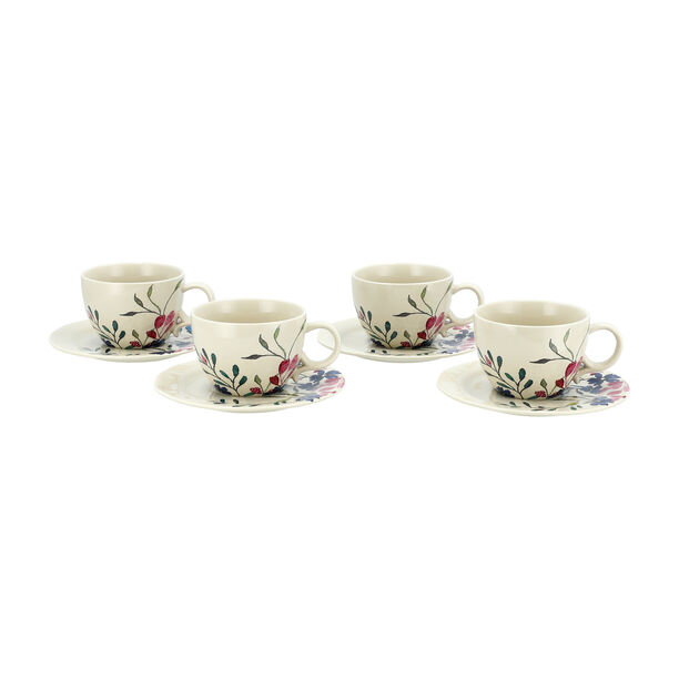 Off white stoneware English tea cups set 11 pcs image number 3