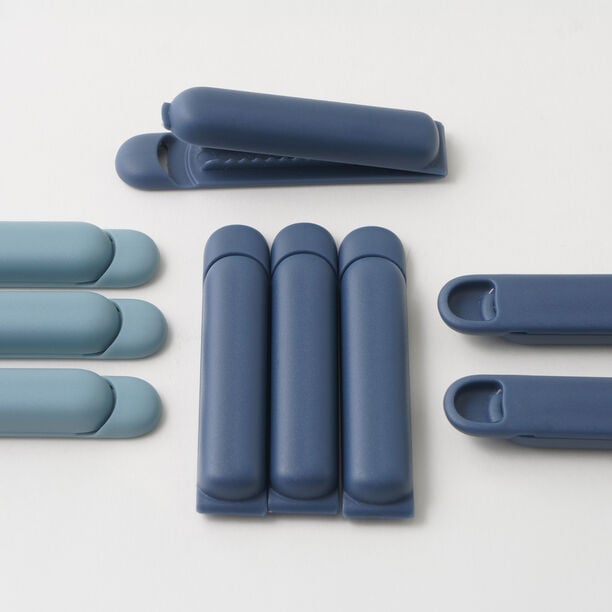 Alberto set of 9 bag clips blue large & small sizes, blue image number 1