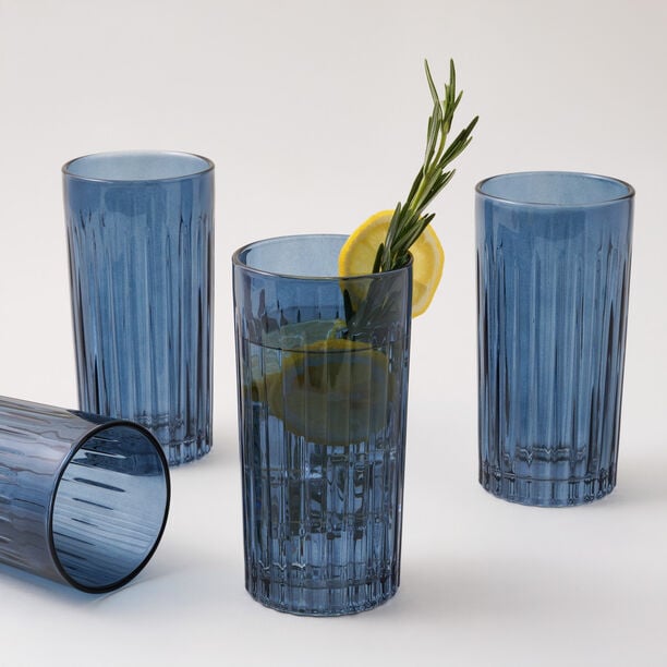 La Mesa Glass Hi Ball Set 4Pcs 400Ml, Blue image number 3