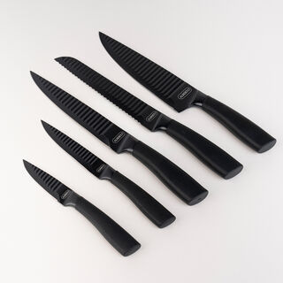 Alberto 5 Piece Knives Acacia Wood Knife Block With 5 Acrylic Knives Set