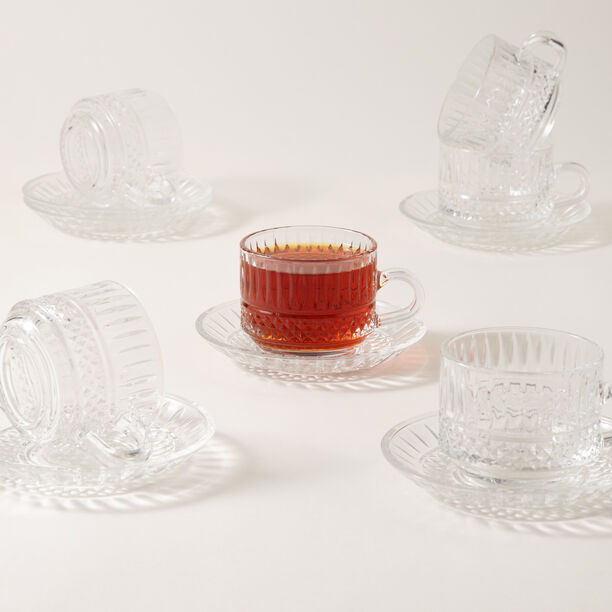 Dallaty 12pcs glass tea cup with saucer image number 0